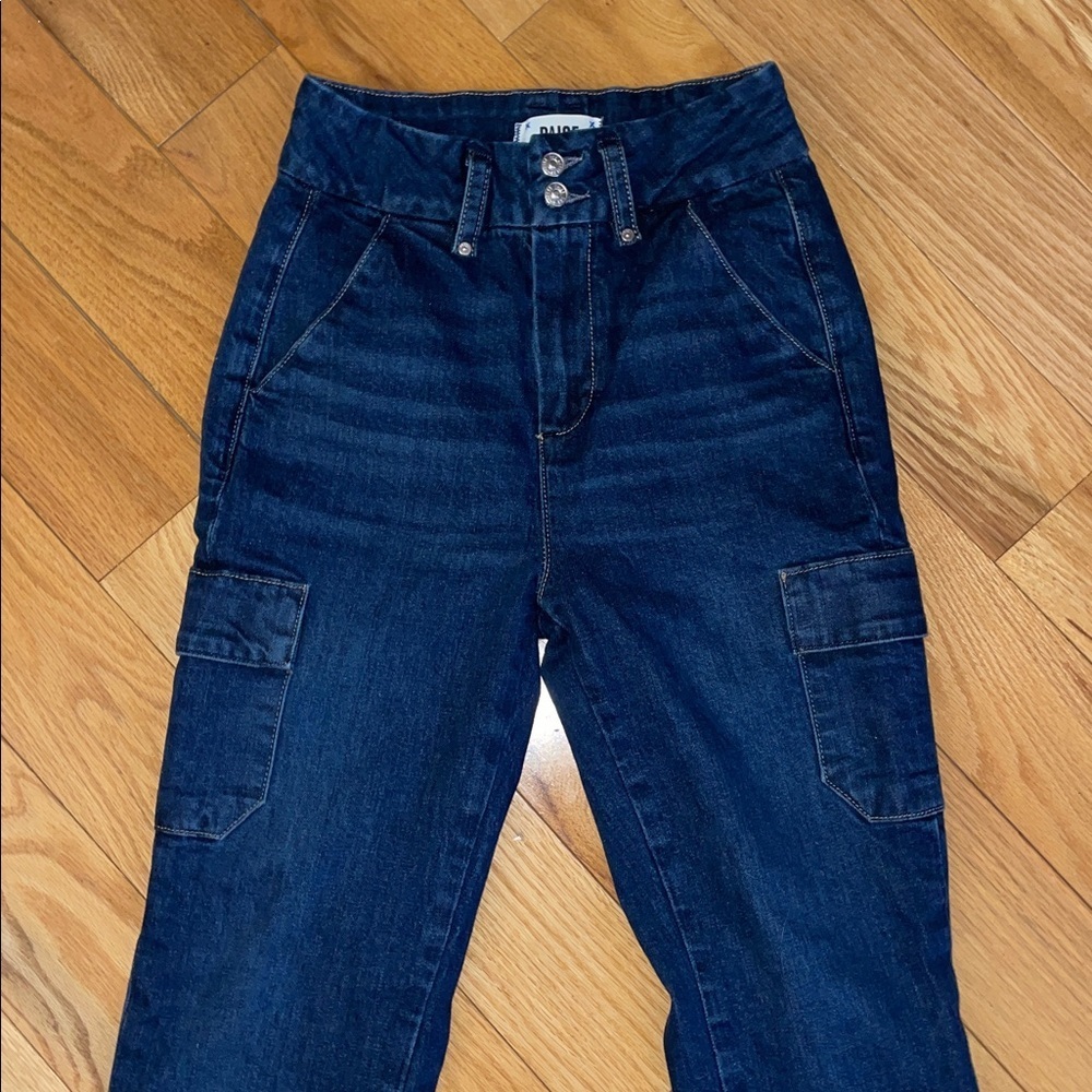 PAIGE Dion High Rise Bootcut Cargo Jeans in Gracie Lou, size 26, EUC - Picture 7 of 15